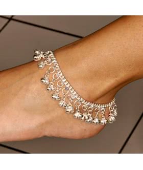Silver Tone Anklet with Bells