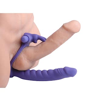 Double Delight Dual Penetration Vibrating Rabbit Cock Ring