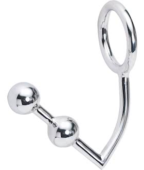 Metal Cock Ring with Anal Beads S