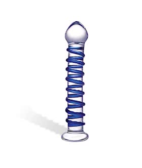 Glas Blue Spiral Glass Dildo