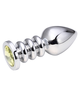 Ridged Jewelled Butt Plug