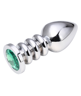 Ridged Stem Jewelled Butt Plug