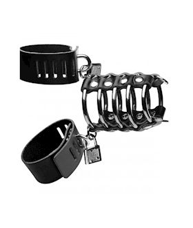 5 Ring Chasity Device with Cock and Ball Strap