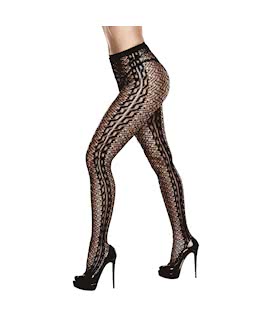 Baci Sheer Crotchless Lace Top Suspender Hose One Size