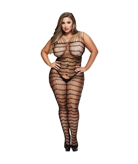 Criss Cross Crotchless Bodystocking