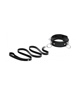 3 Ring Leather Collar With Leash