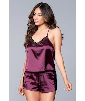 TwoPiece Relaxed Fit Satin Cami and Short Set  3X4X