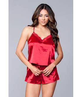 TwoPiece Relaxed Fit Satin Cami and Short Set  3X4X