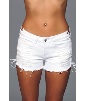 Looped In Distressed Denim Shorts