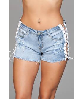 Looped In Distressed Denim Shorts
