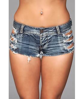 Shredded Denim Shorts