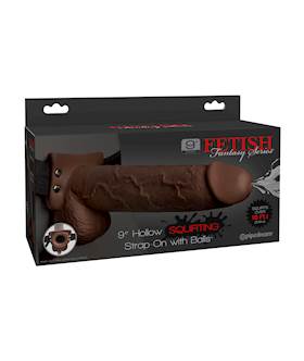 Fetish Fantasy 9 Inch Hollow Squirting StrapOn with Balls