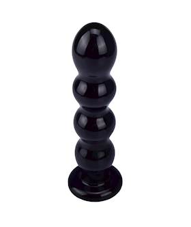 Black Glass Beaded Butt Plug