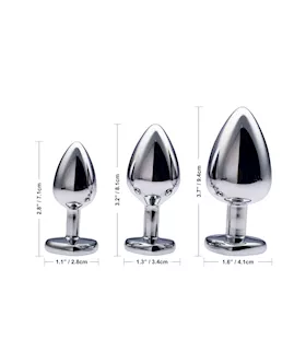 Kink Range Alloy Love Heart Gemmed Butt Plug - 3.7 Inch