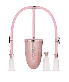 Automatic Rechargeable Clitoral and Nipple Pump Set Medium Pink