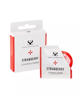 Share Satisfaction Strawberry Flavoured Condom - 3 Pack