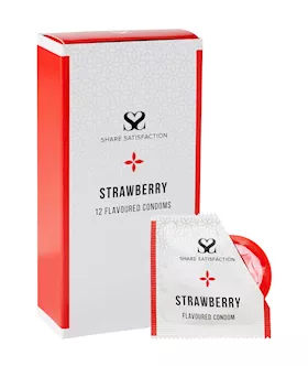Share Satisfaction Strawberry Flavoured Condom - 12 Pack