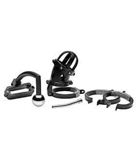Oppressor Male Confinement Chastity Cage with Ball Clamp and Anal Hook