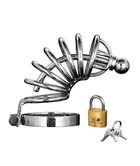 Asylum 6 Ring Locking Chastity Cage