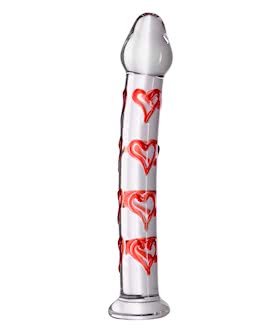Hearts of Desire Textured Glass Dildo