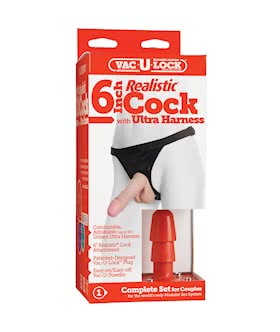 Ultra Harness Set 2 6 inch Realistic Dong with Harness 2 and Vac U Lock Plug