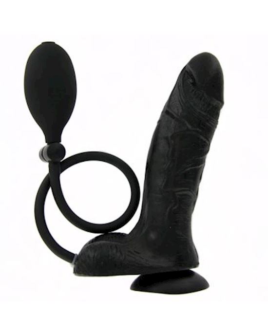 5 inch inflatable black vibrating anal dildo with suction cup