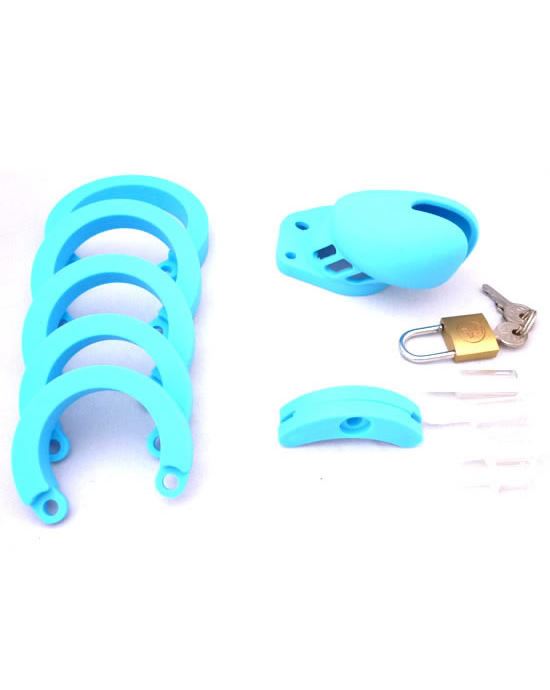 Silicone Male Chastity Device Blue