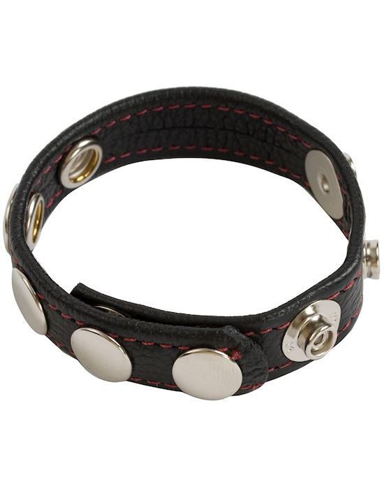 Reds Black Leather Cock Strap 5 Speed