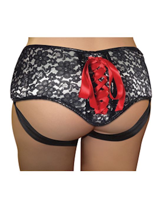 Plus Size Grey and Black Lace Corsette StrapOn