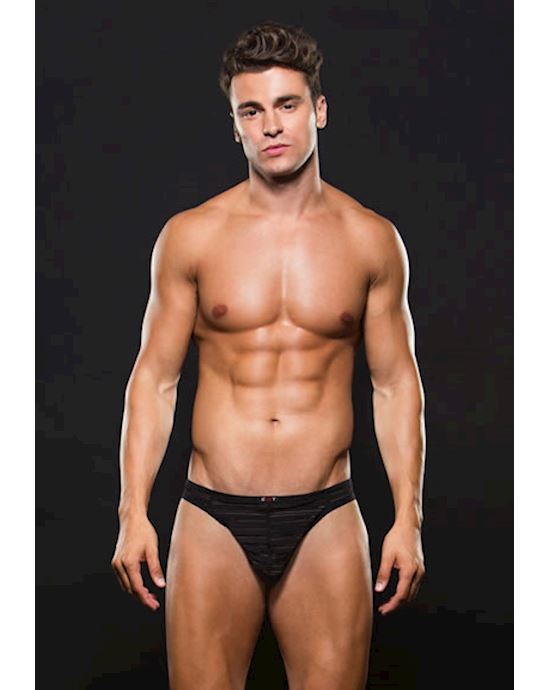 Microfiber Thong S M Stripe Black